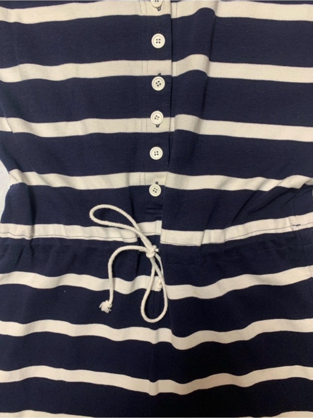 Talbots Vintage Navy Blue White Striped Nautical Preppy Romper (100% Cotton) - Picture 2 of 9